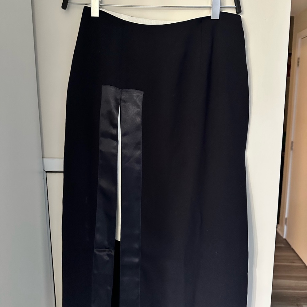 Iris & Ink ($225) Navy White Colorblock Midi Skirt Sz 4 UK 8 - Picture 5 of 11